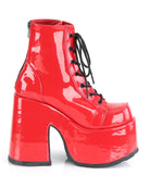 Demonia Red Patent Chunky Lace-Up Boots - Rave Wonderland