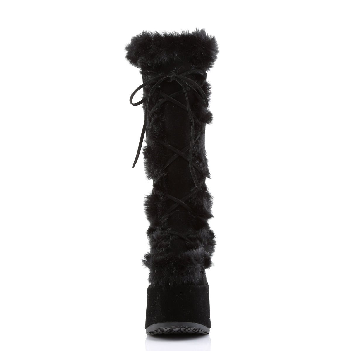 Tall black top fuzzy boots