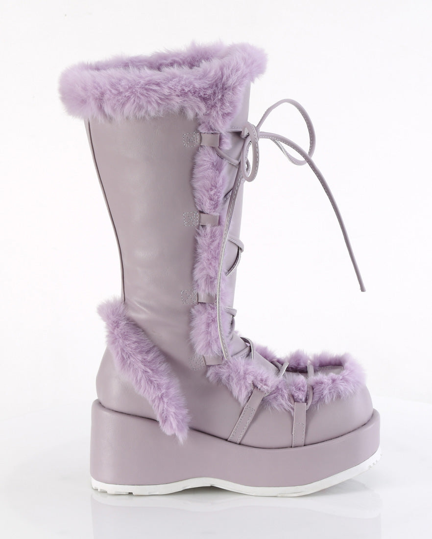 Demonia Lavender Winter Solstice Faux Fur Boots