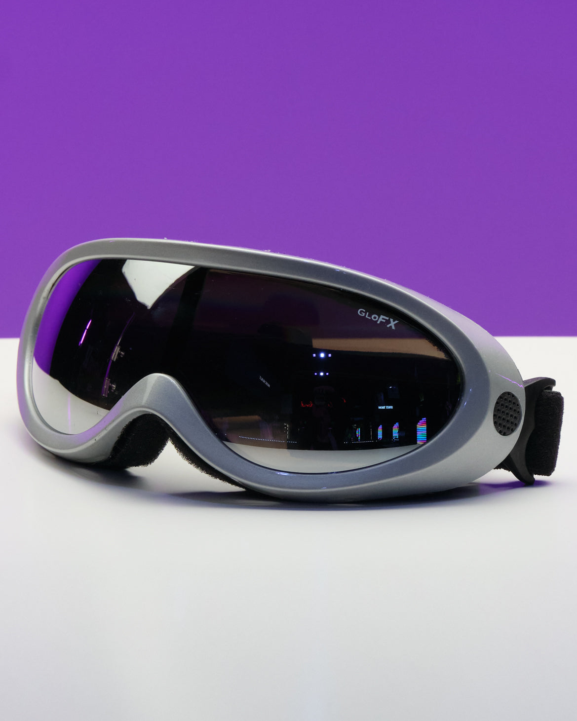 GloFX Silver Diffraction Ski Goggles - Silver Mirror - Rave Wonderland