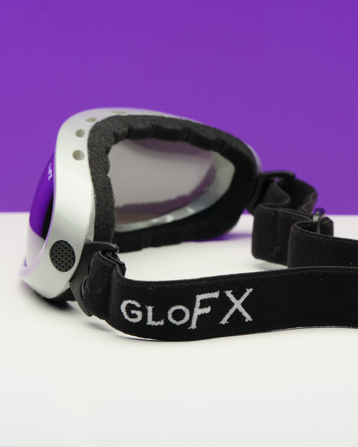 GloFX Silver Diffraction Ski Goggles - Silver Mirror - Rave Wonderland