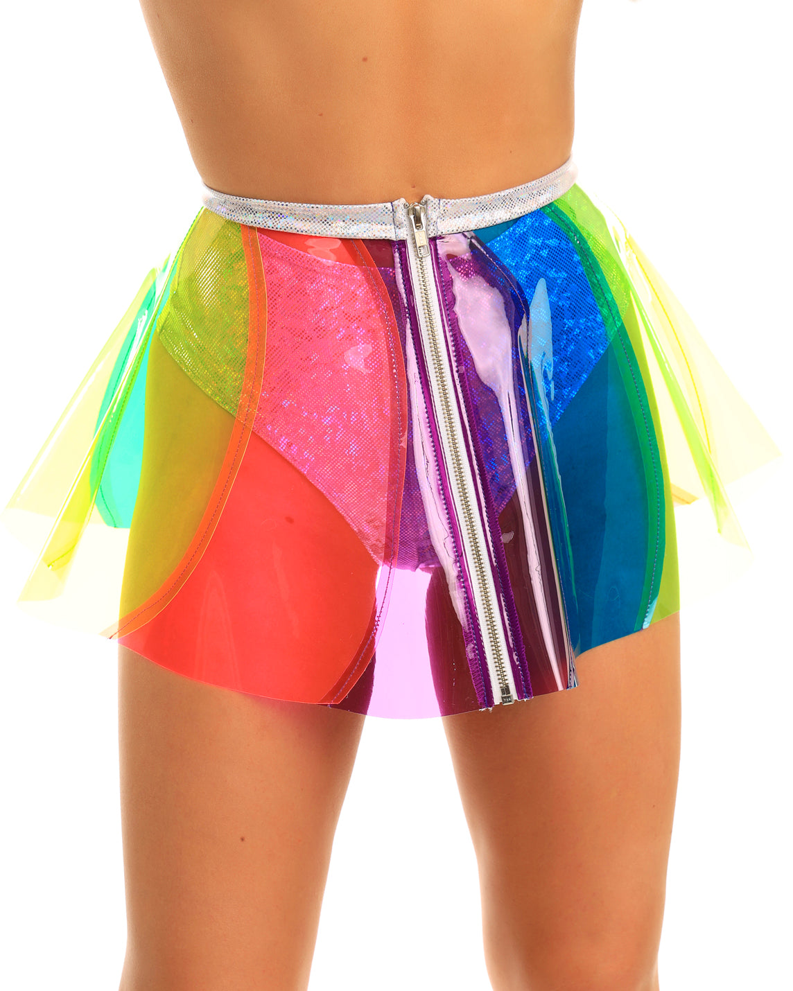Beach Ball Rainbow Vinyl Pinwheel PVC Skirt - Rave Wonderland