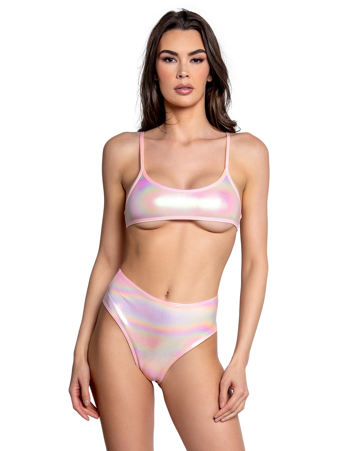 Baby Pink Holo High-Rise Thong