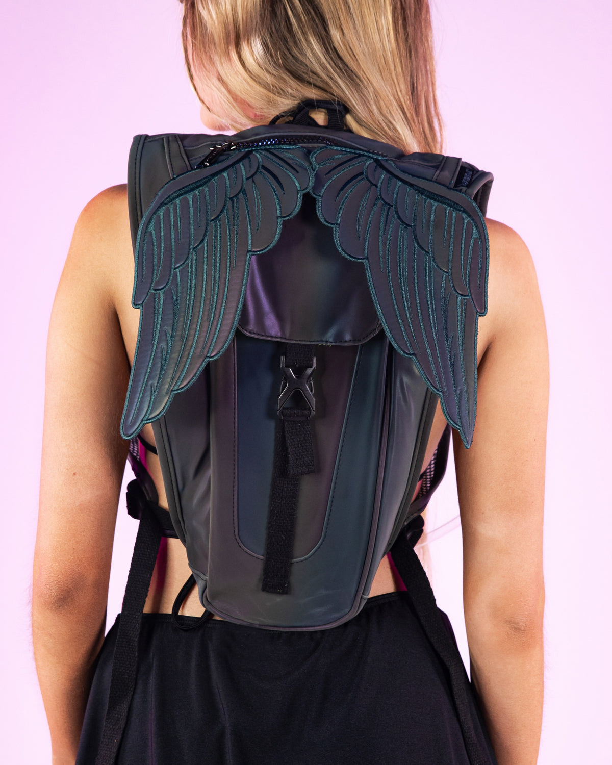 Reflective Rainbow Angel Wings Hydration Backpack