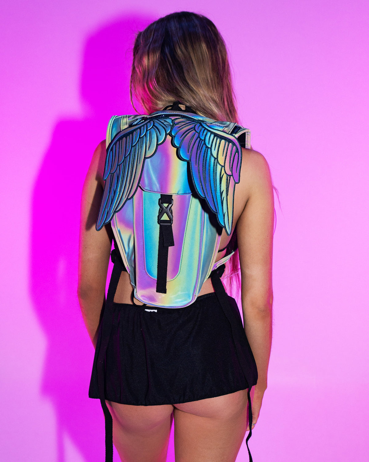 Reflective Rainbow Angel Wings Hydration Backpack