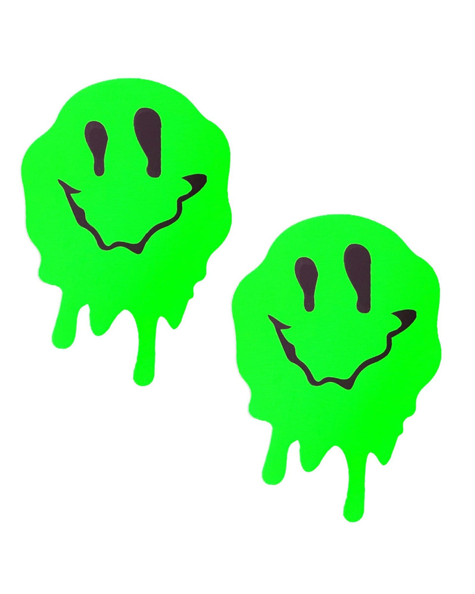 Drip Smiley Neon Green UV Reactive Pasties