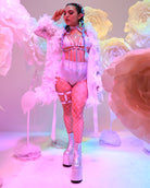 Lady Love Sheer Short Robe With Boa Feather Trim - Rave Wonderland