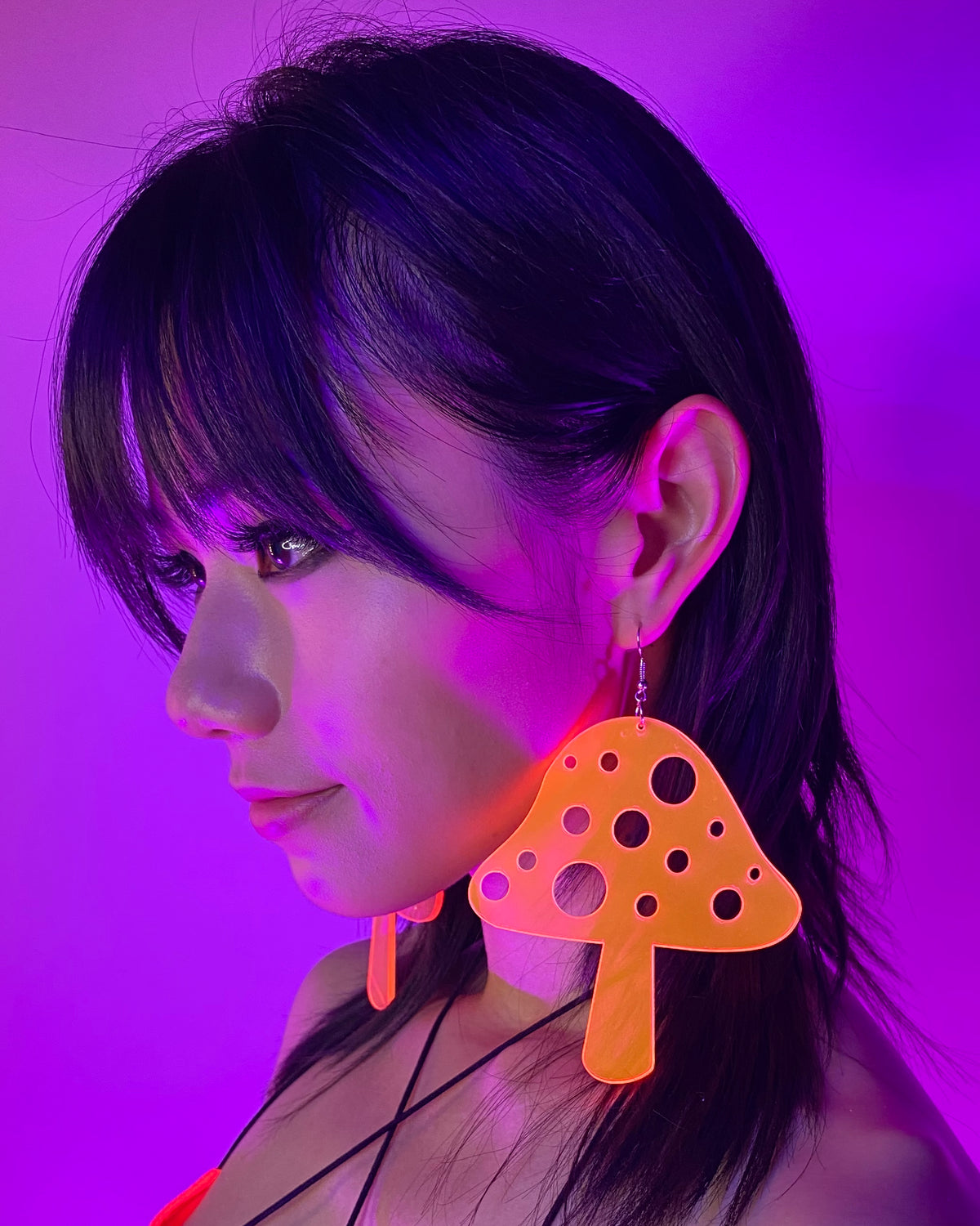 Trippin' On Mushrooms Neon Blacklight PVC Earrings - Rave Wonderland