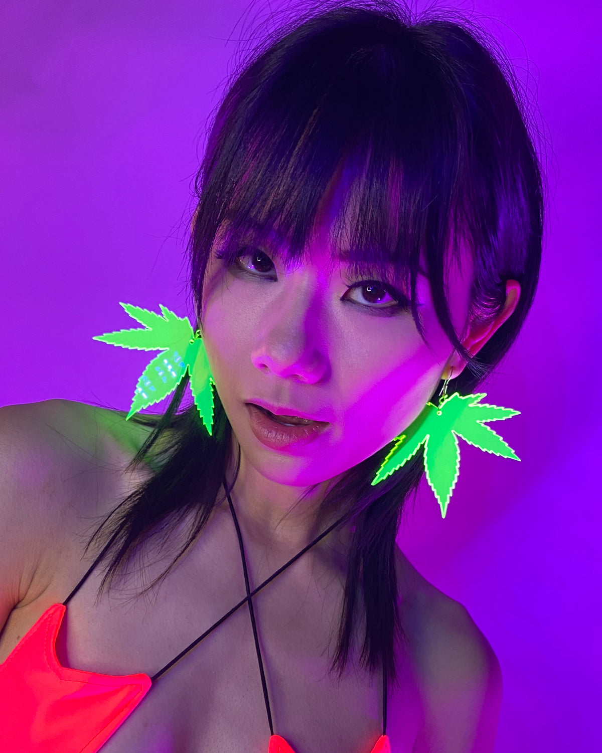 Smoke Me Out Neon Blacklight PVC Earrings - Rave Wonderland