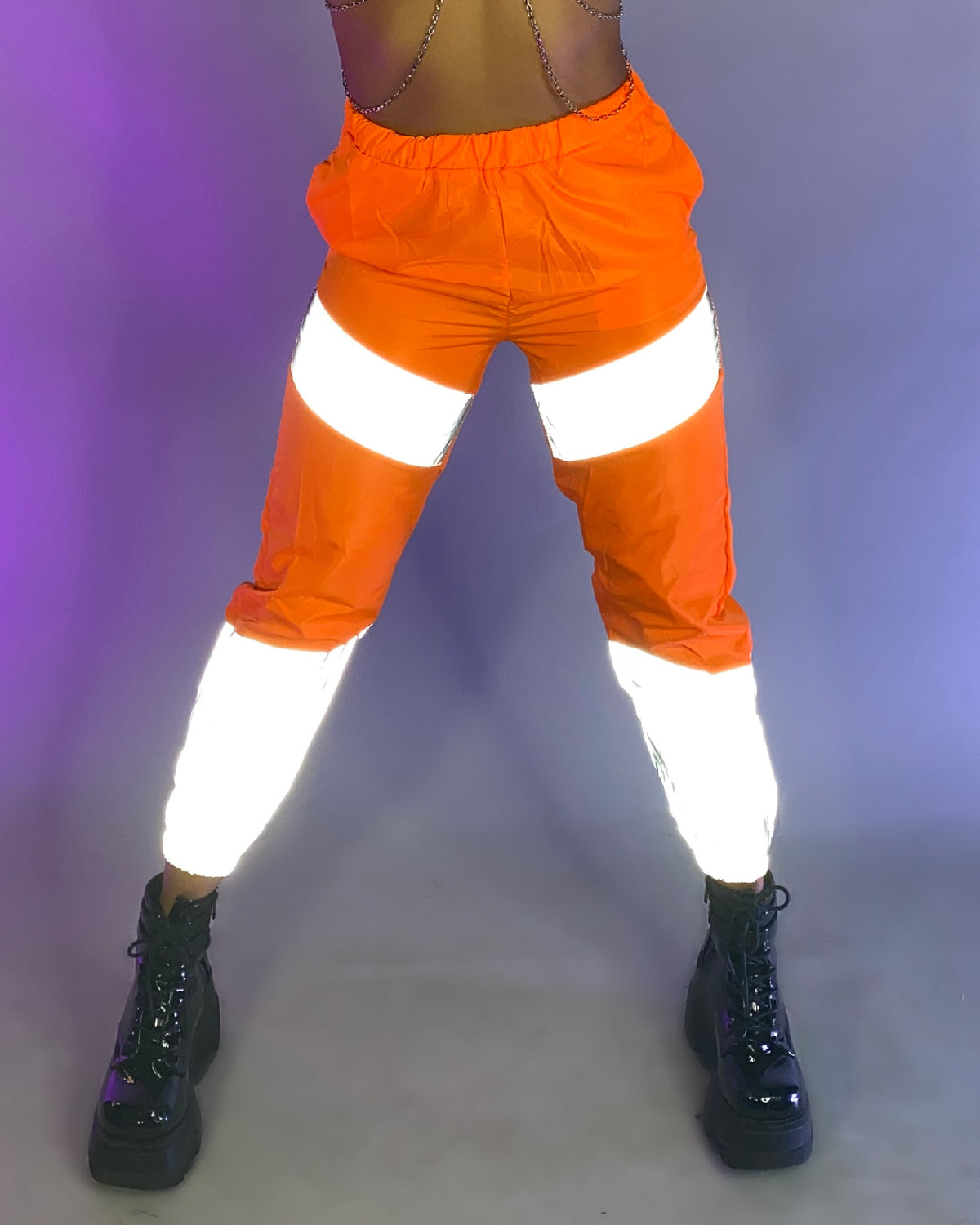 Orange Reflective Contrast Joggers