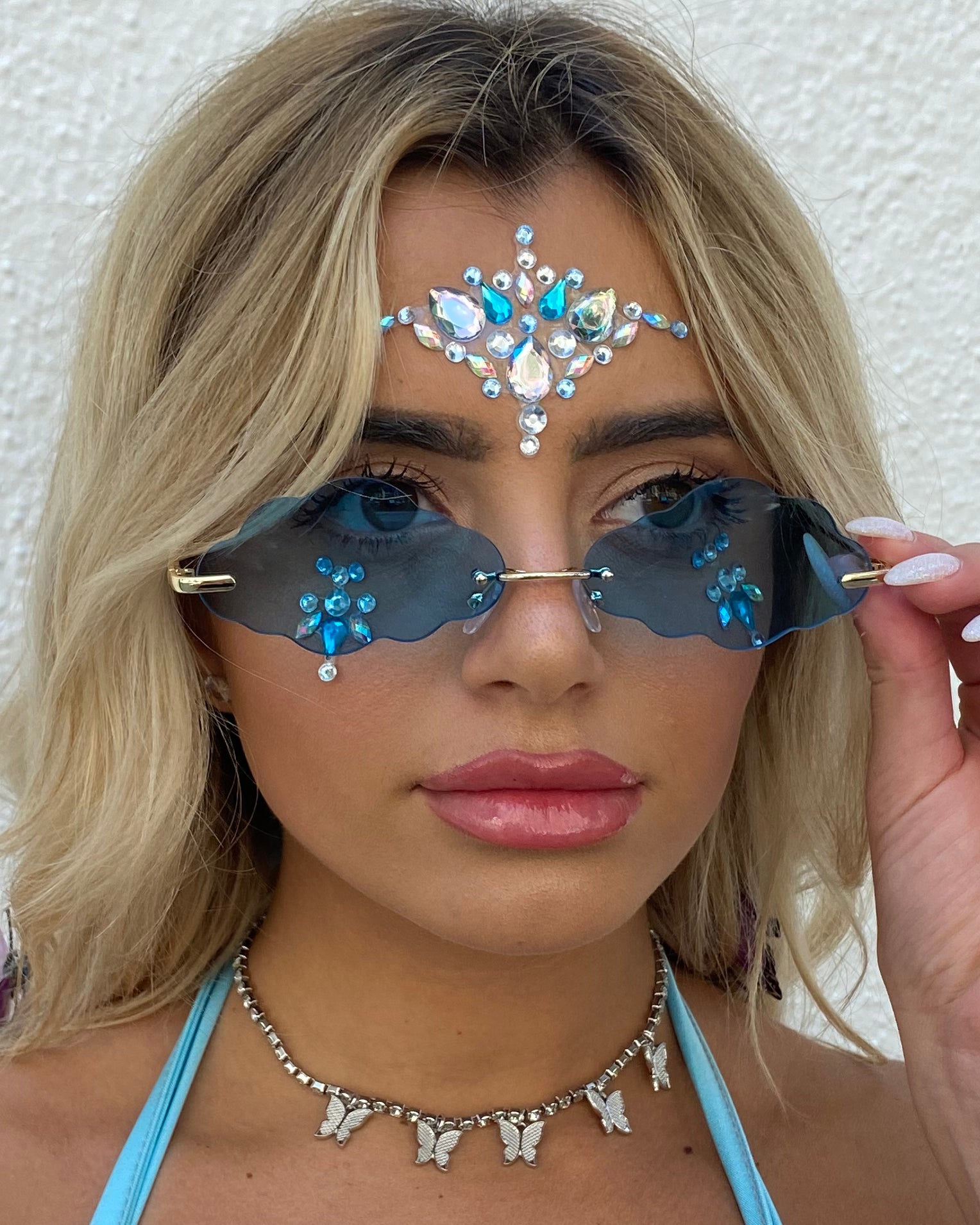 Little Blue Star Rave Pasties - Face Crystal Jewels Body Gems