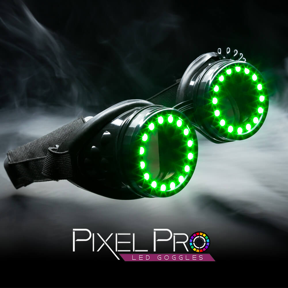 GloFX LED Pixel Pro Goggles - Programmable Rechargeable Light Up EDM Festival Rave Party Sunglasses