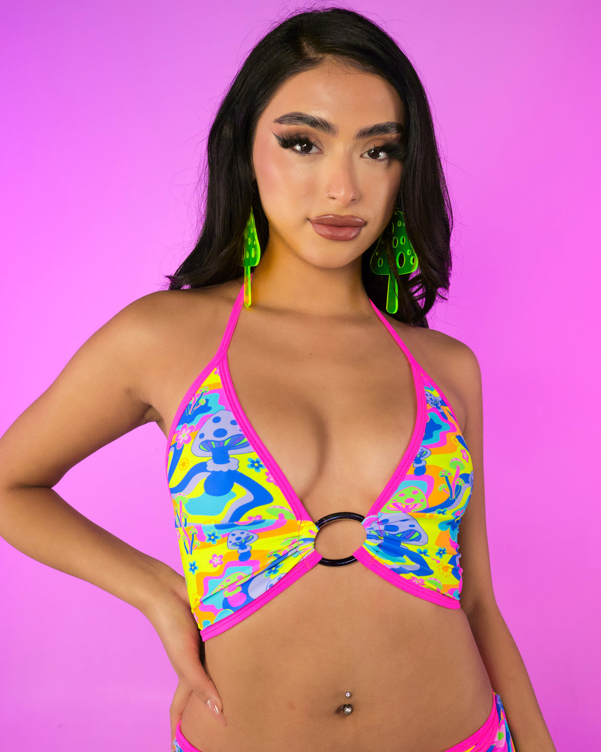 Colorful Bikini Trippy Psychedelic Swimsuit Rave Bra Bralette Cute