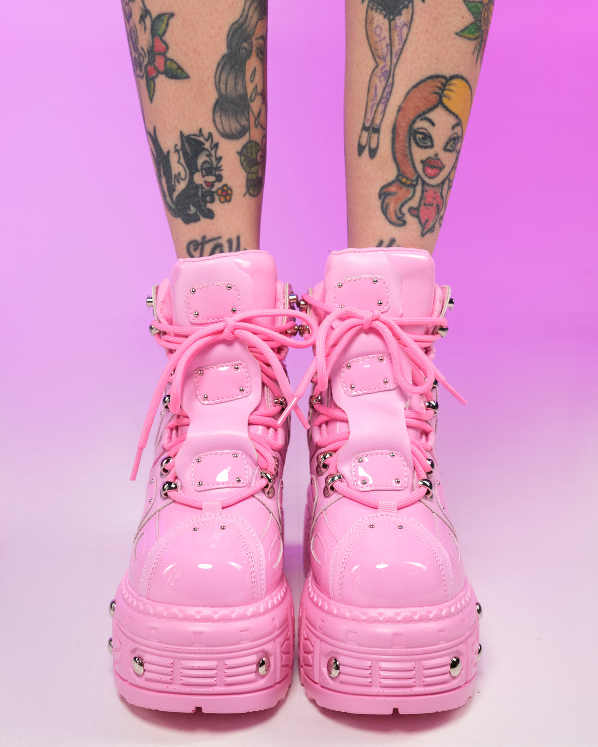 Pink Sky High Wedge Sneakers