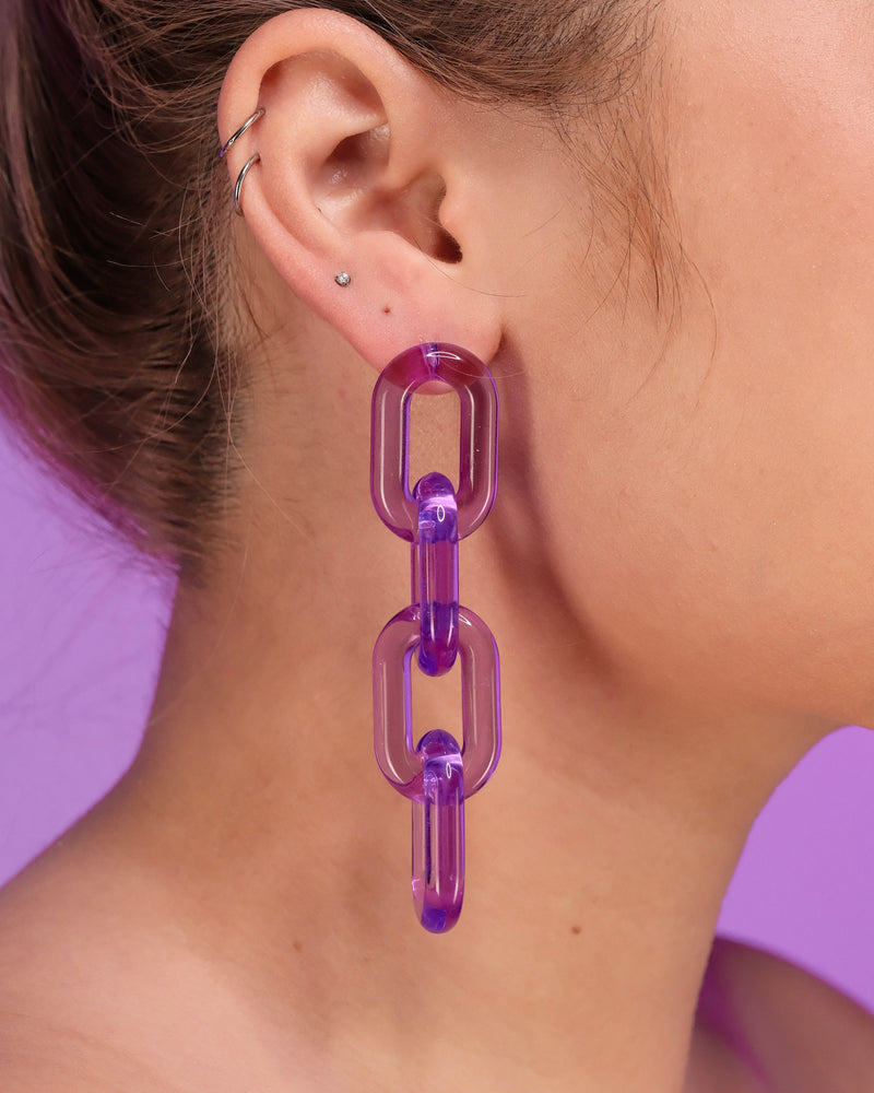 Chain Link Acrylic Earrings - Rave Wonderland
