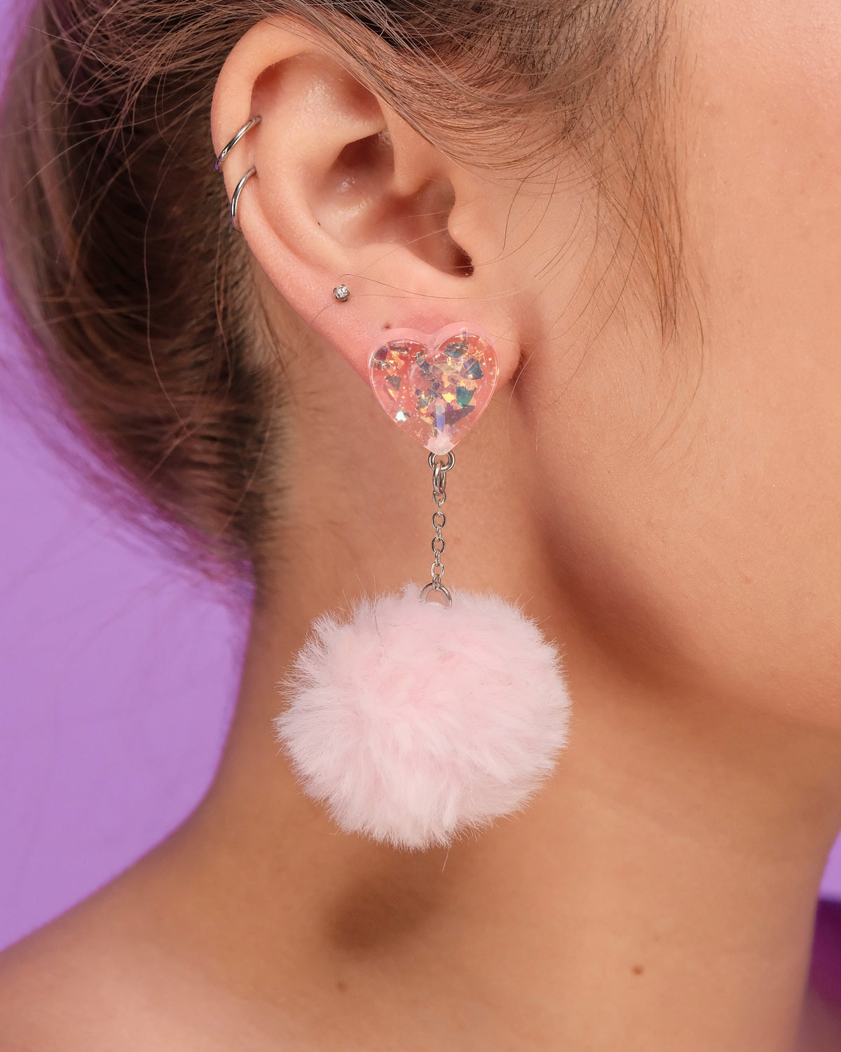 In Love With You Fuzzy Puff Heart Earrings
