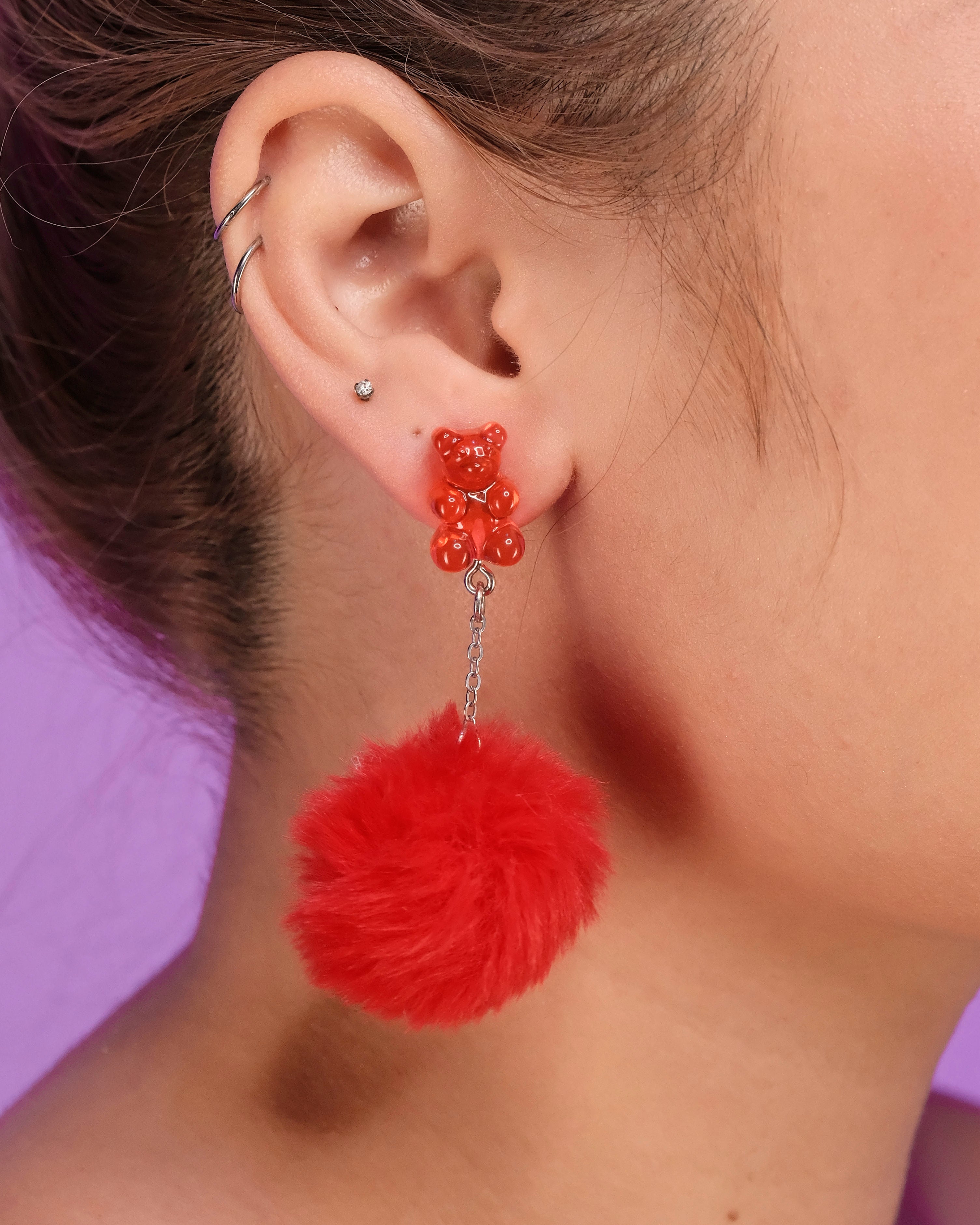 Your Teddy Gummy Bear Plush Earrings - Rave Wonderland