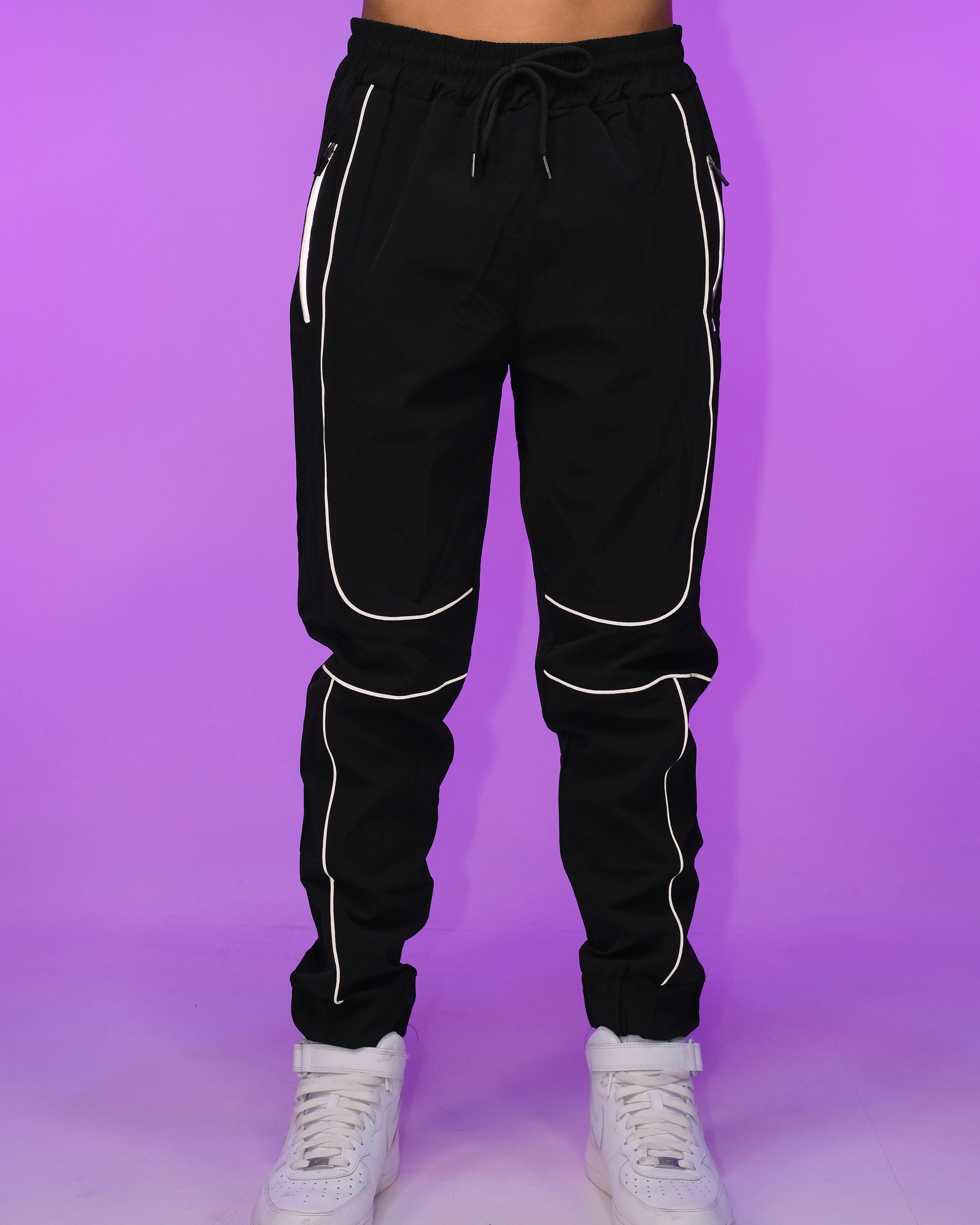 Black Reflective Joggers - Rave Wonderland