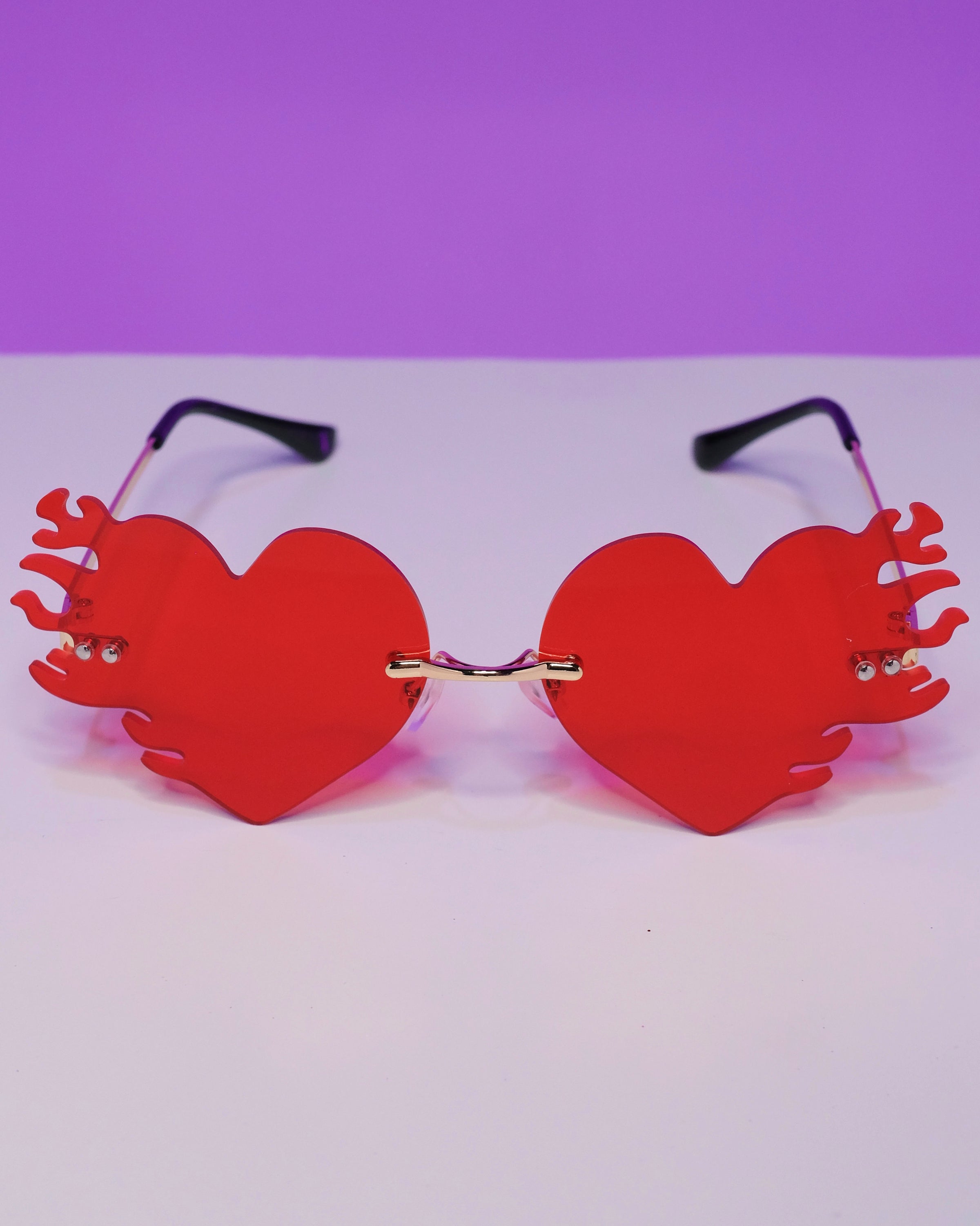 Rimless heart shaped sunglasses rave glasses festival party red