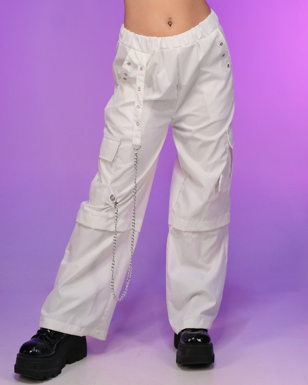 90's Baby White Oversize Cargo Pants - Rave Wonderland