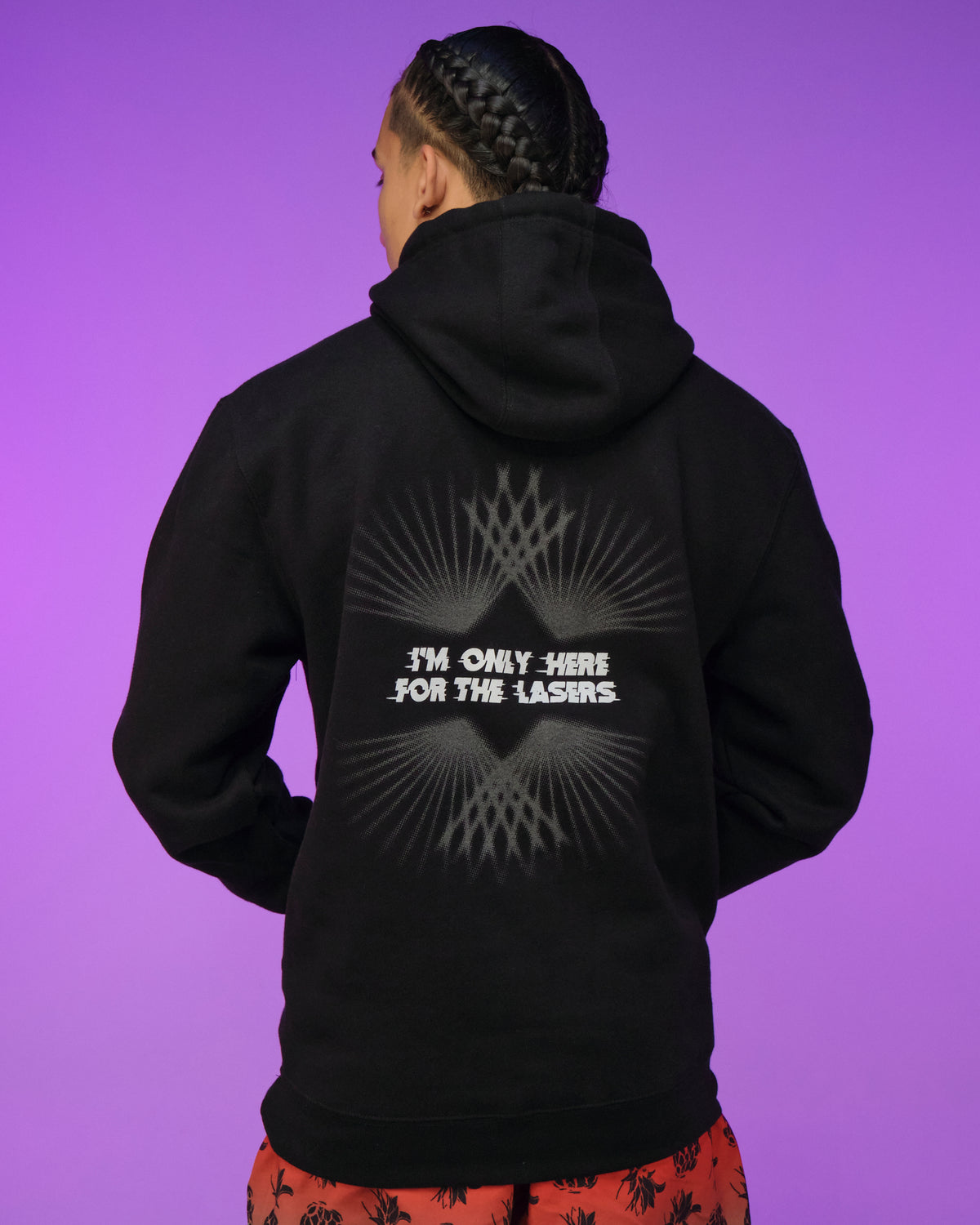 Only Here For The Lasers Reflective Hoodie - Rave Wonderland