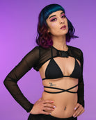 Black Mesh Shrug With Buckle - Rave Wonderland