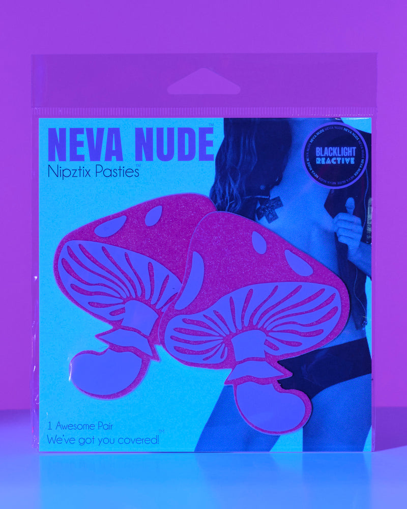 Neon UV Pink Glitter Toadstool Pasties - Rave Wonderland