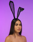 Fishnet Vinyl Bunny Ears Headband - Rave Wonderland
