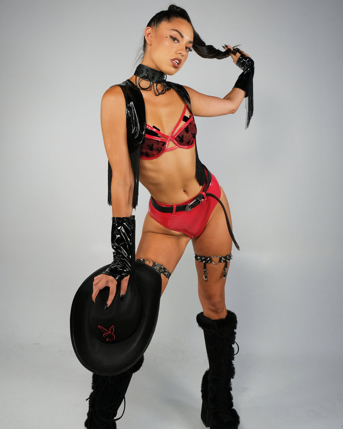 5pc Playboy Kickin' Cowgirl Costume