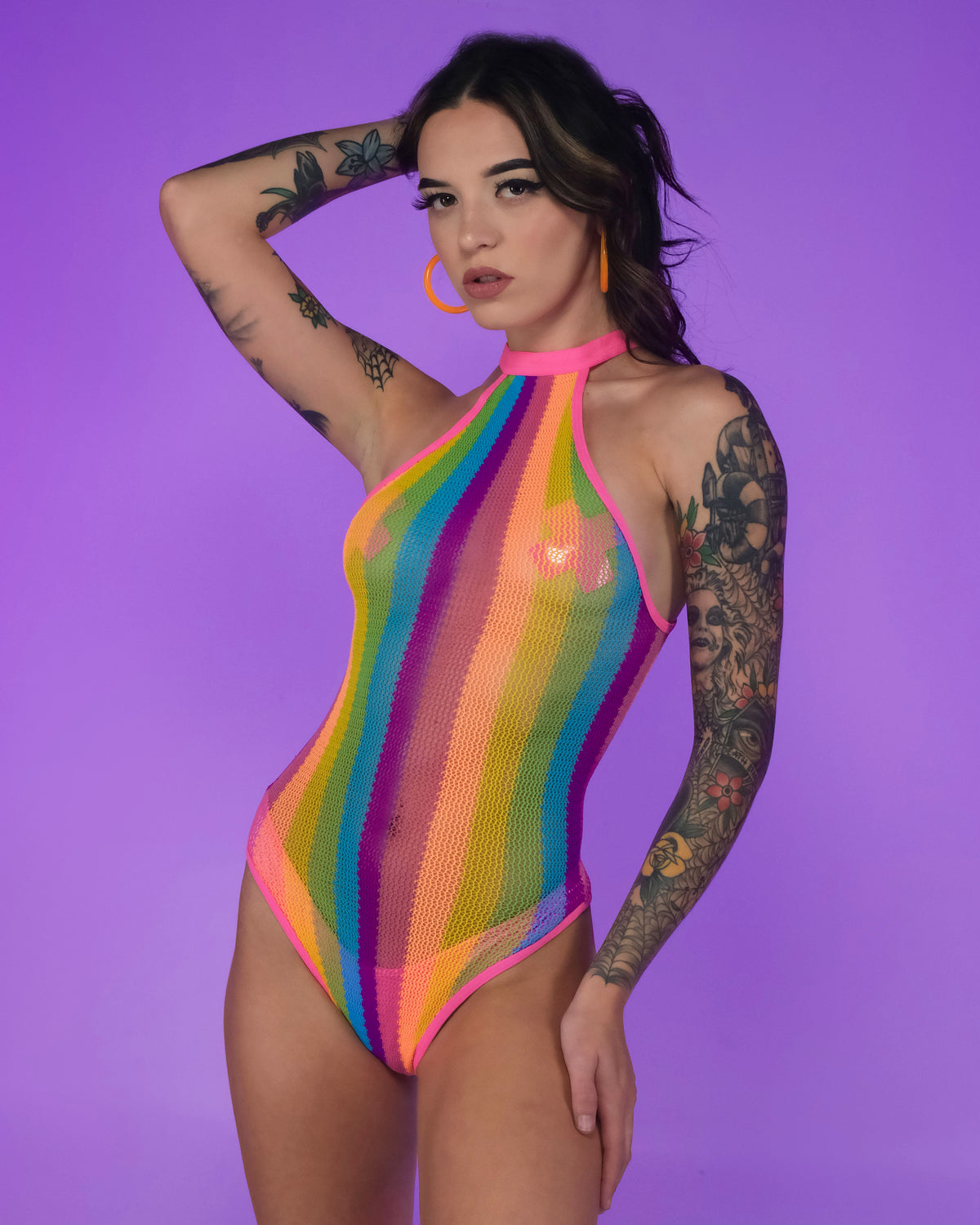 Rainbow Mesh Fishnet Rave Bodysuit – Rave Wonderland