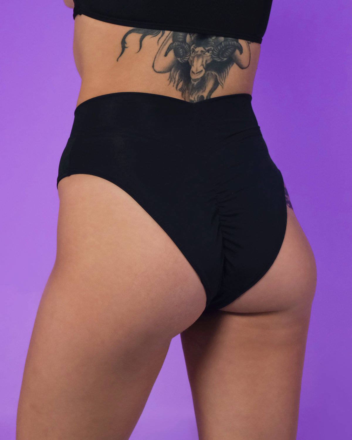 Black Matte Solid Scrunch Back Booty Shorts - Rave Wonderland