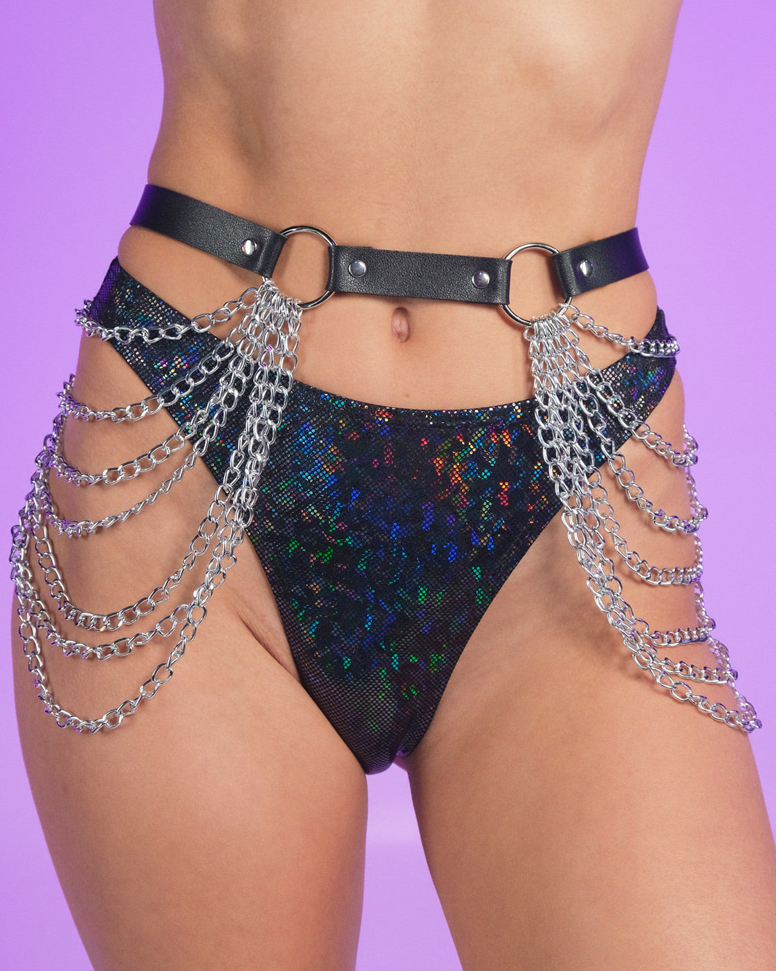 All Chained Up Faux Leather Belt - Rave Wonderland