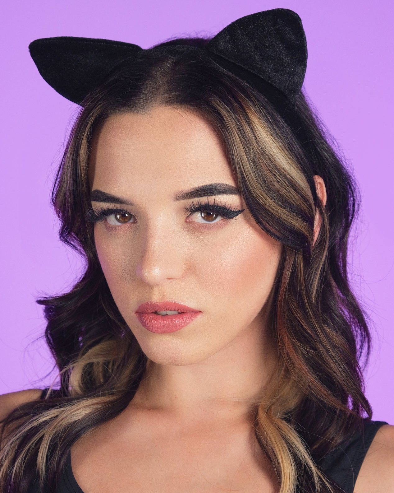 Black Velvet Cat Ears Headband - Rave Wonderland