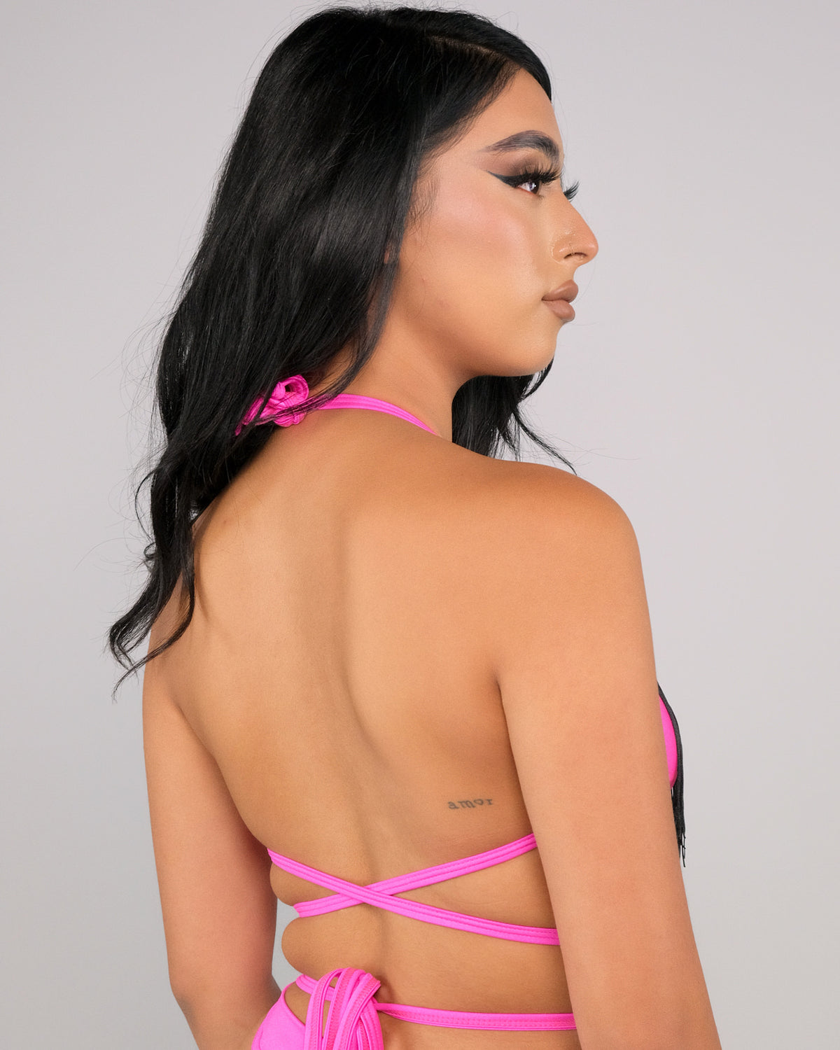 Rolita Couture X RW Neon Pink Fringe Wrap Top