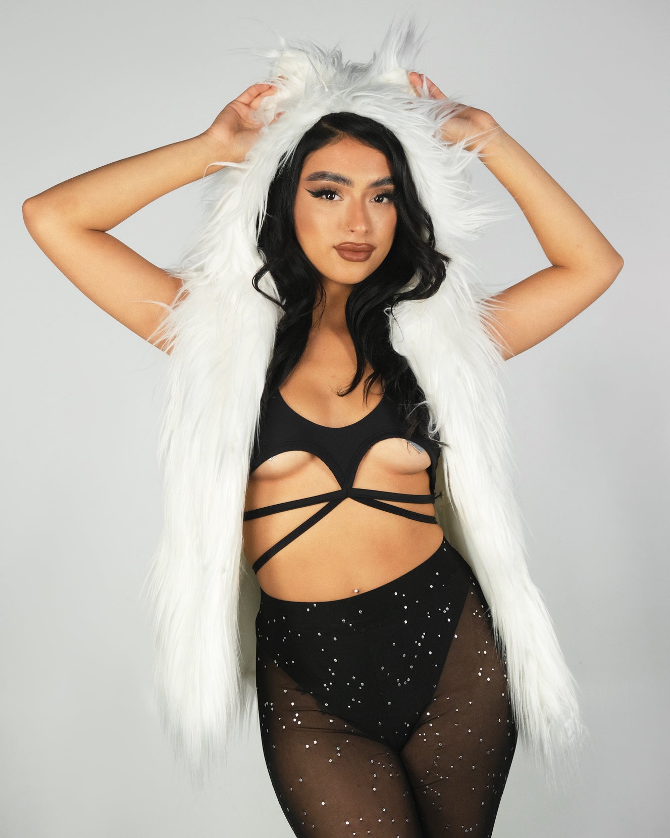 Colorful fur vest deals