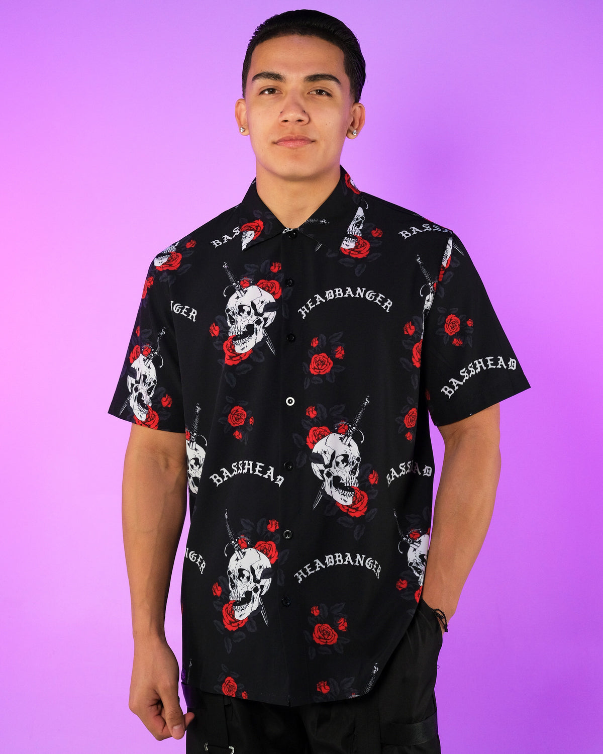 Skull & Rose Basshead Hawaiian Shirt