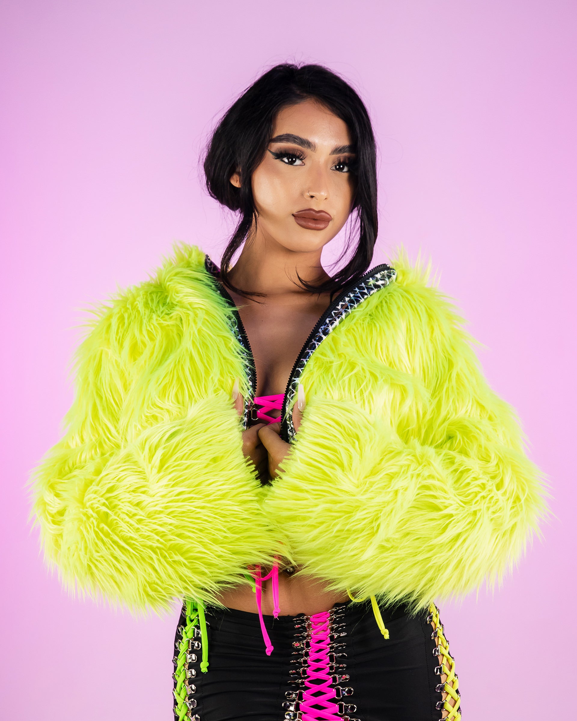 Yellow coat with black fur hood new arrivals