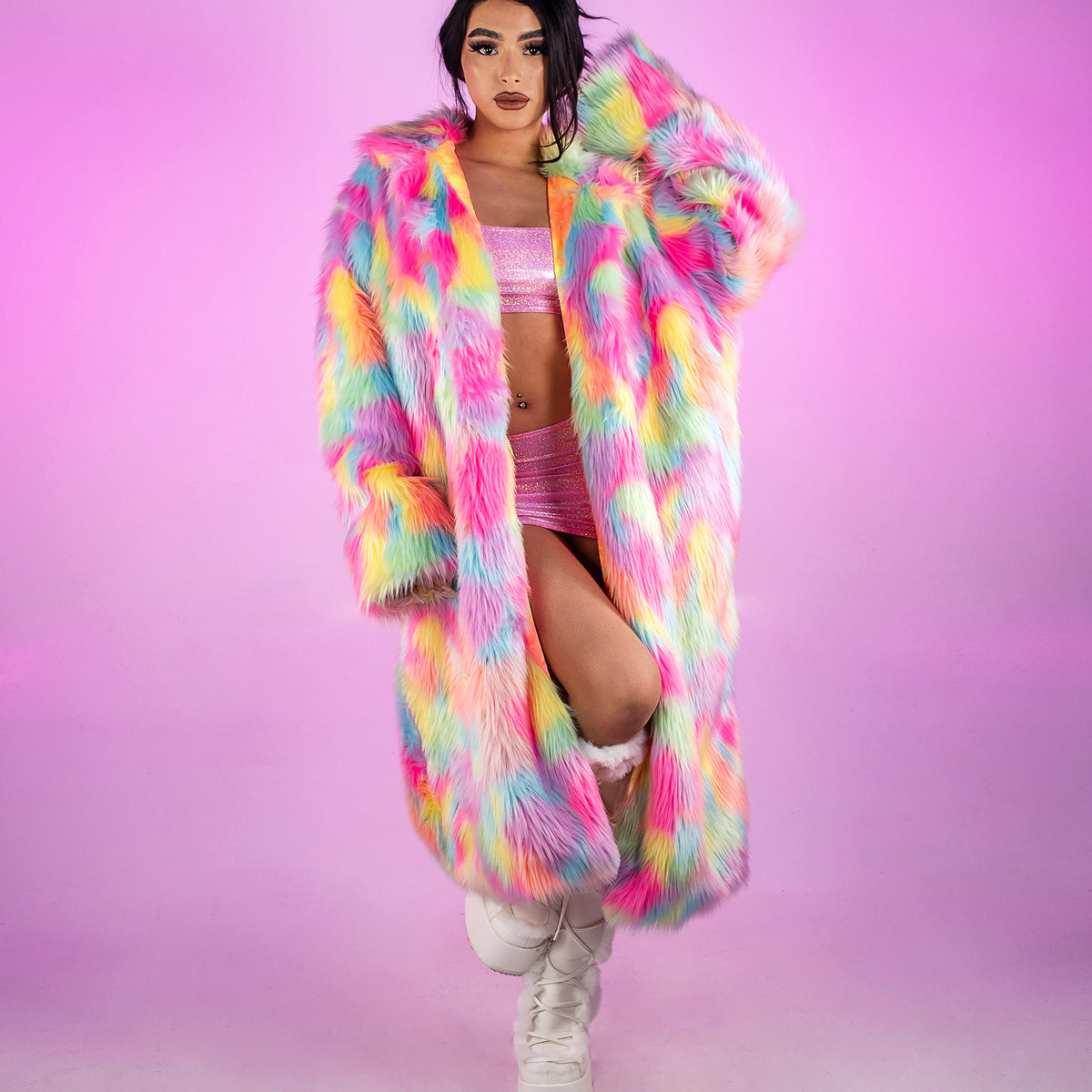 Fur Raves Neon Dreams Unisex Faux Fur Coat β Rave Wonderland
