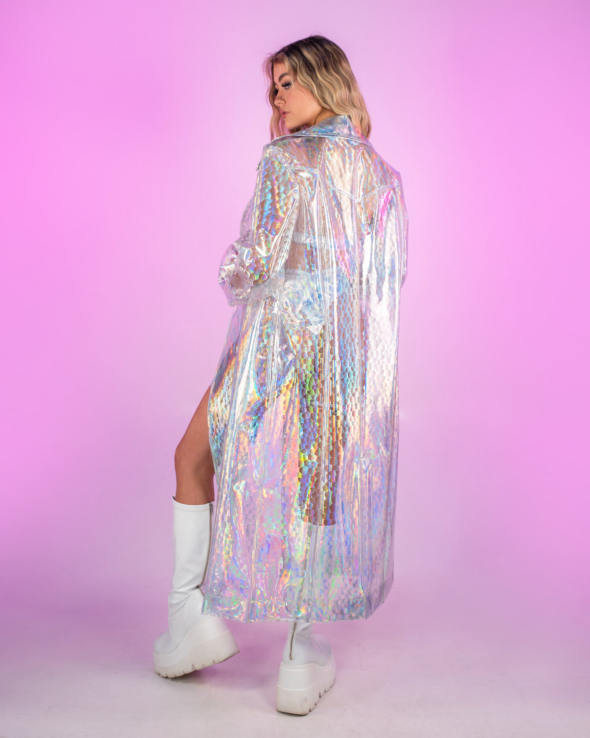 Holo Prism Transparent Trench Coat