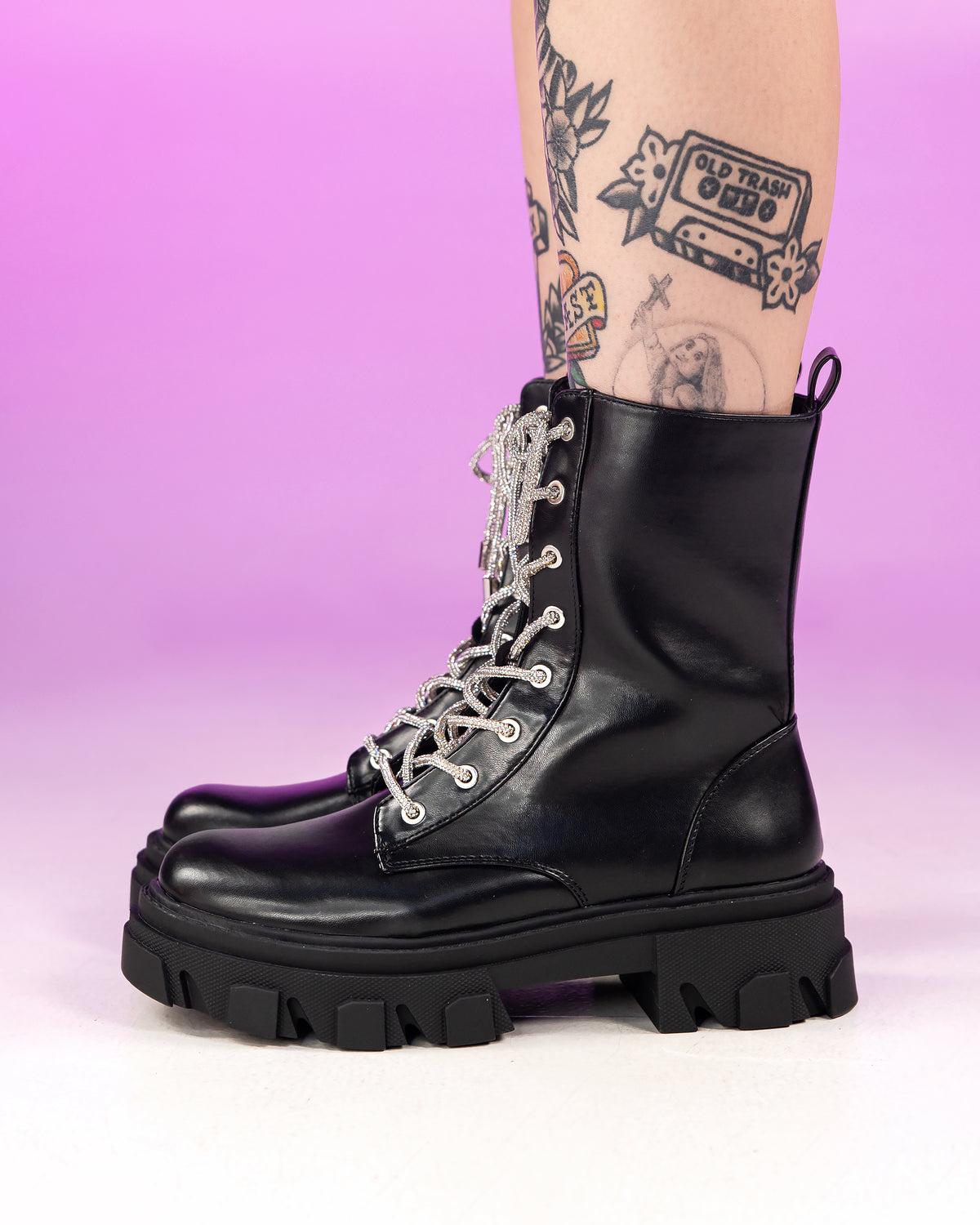 Laced in Diamonds Combat Boots