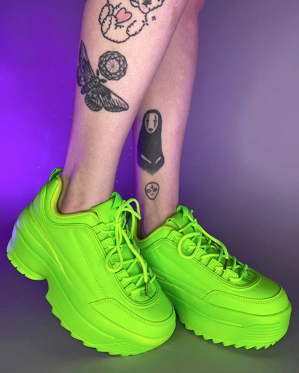 Neon Green Walkin' On A Dream Sneakers Rave Wonderland