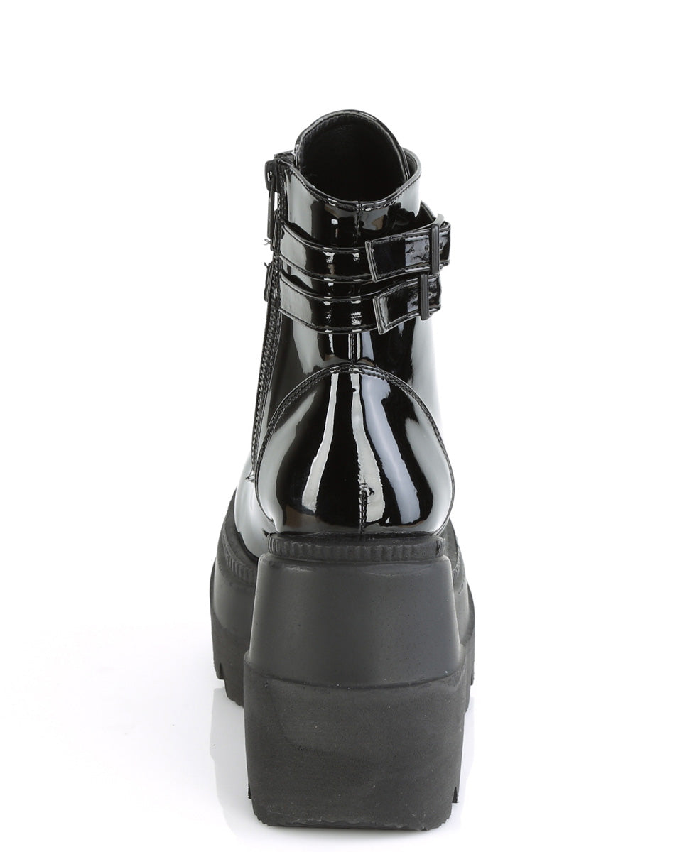 Demonia Black Patent Stacked Platform Ankle Boots - Rave Wonderland