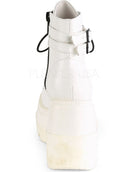 Demonia White Stacked Wedge Platform Ankle Boots - Rave Wonderland
