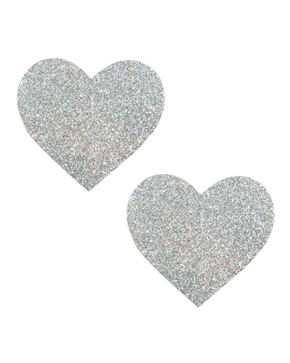 Silver Pixie Dust Glitter Heart Pasties