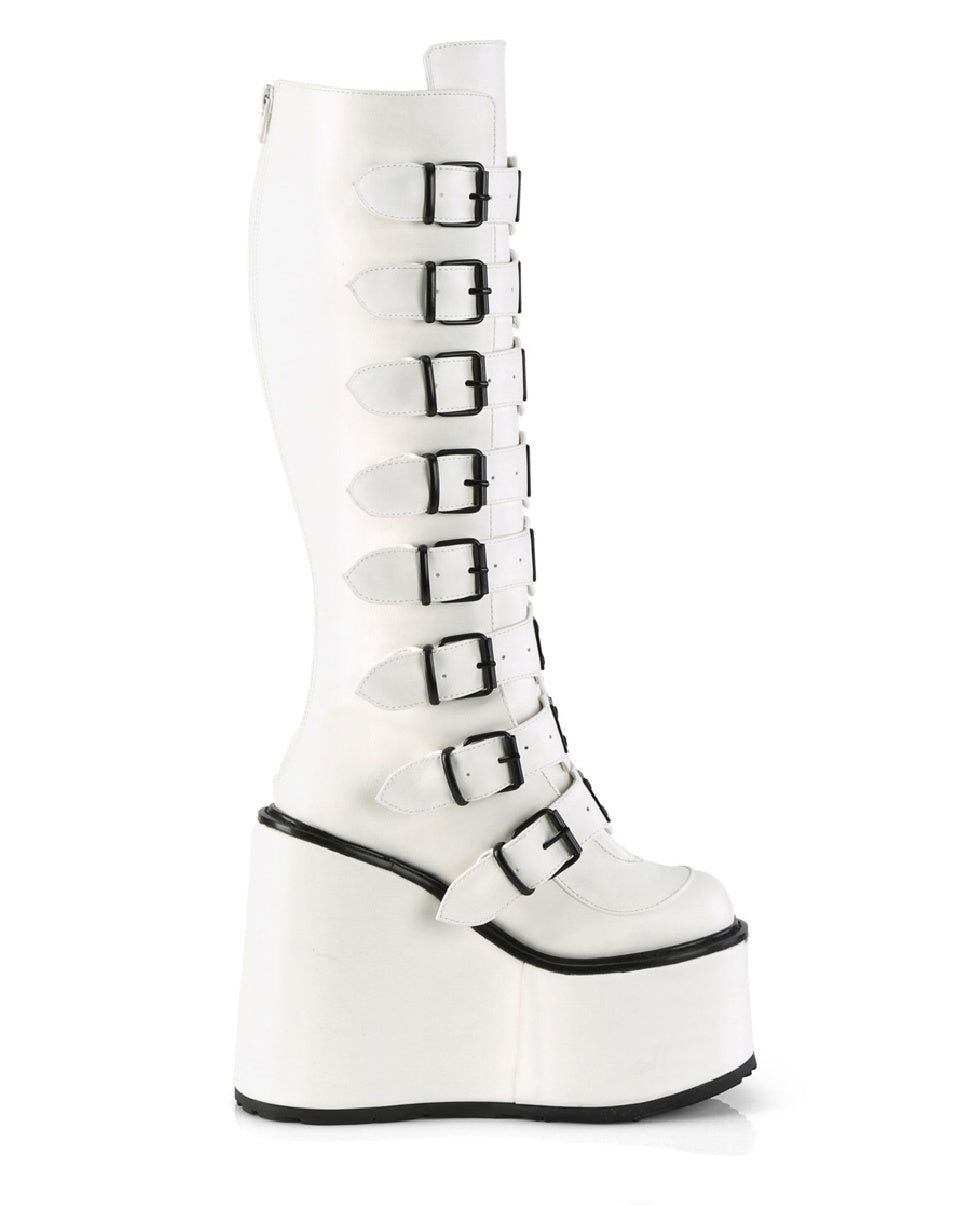 Demonia Swing White Vegan Leather Boots