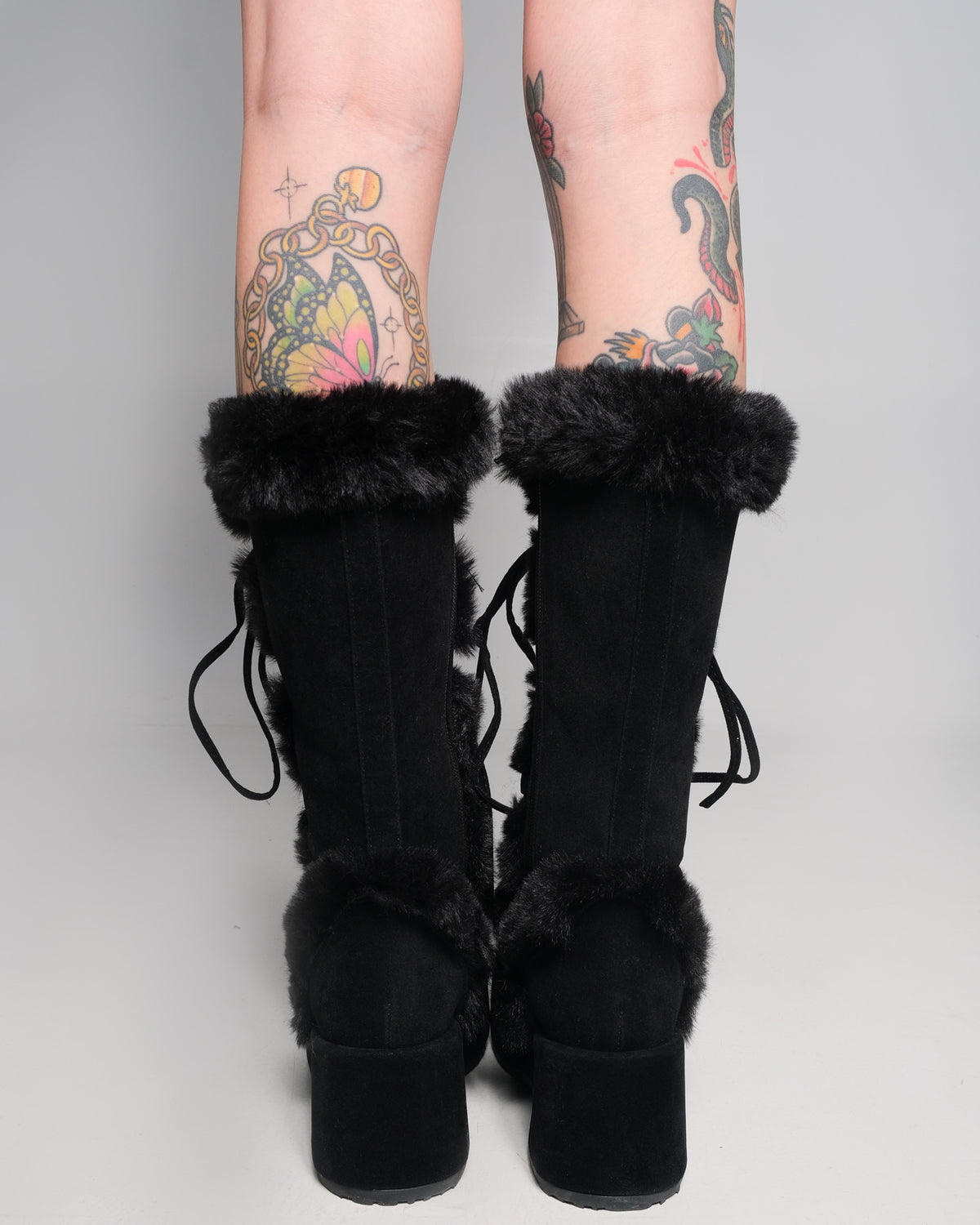 Demonia Black Winter Solstice Faux Fur Boots