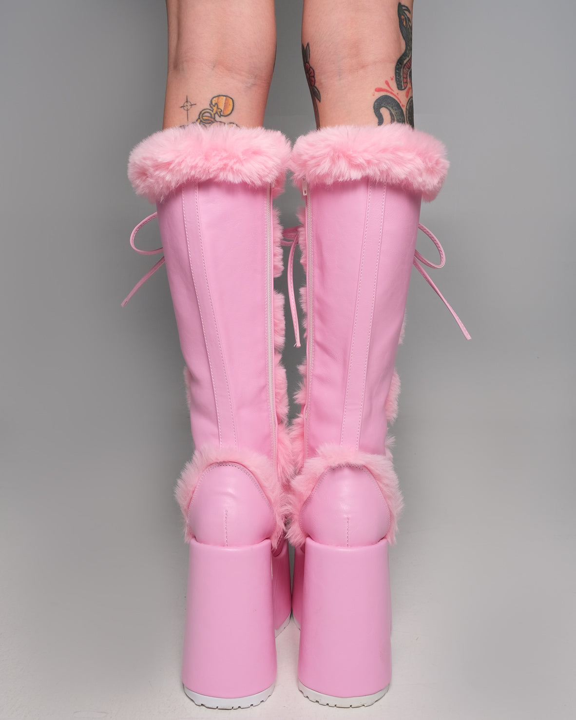 Demonia Pastel Pink Furry Winter Faux Fur Boots – Rave Wonderland