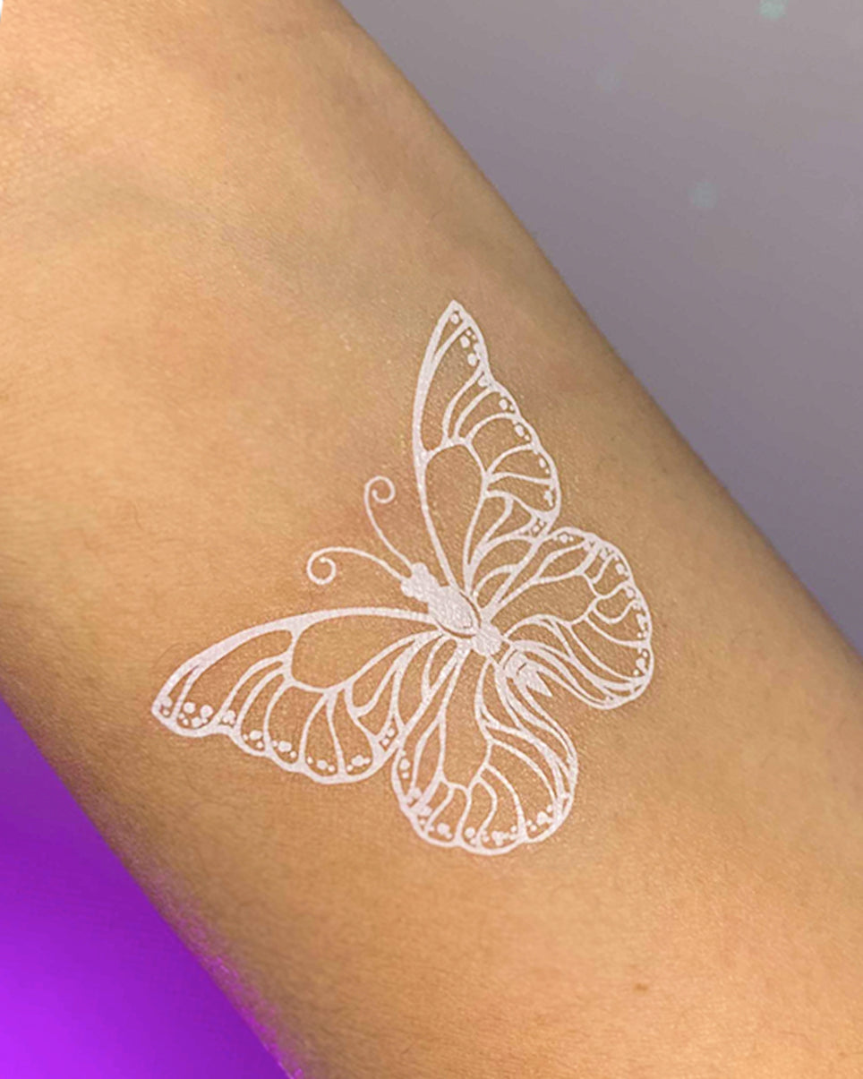 Soft Butterflies White Temporary Tattoo - Rave Wonderland