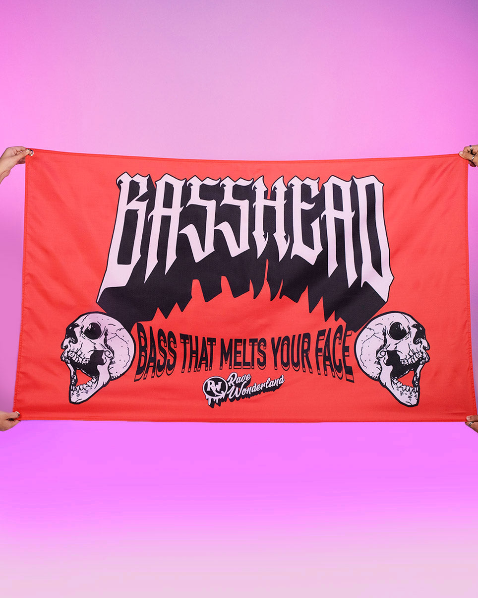 Basshead Bass That Melts Your Face Red 3x5 ft Flag