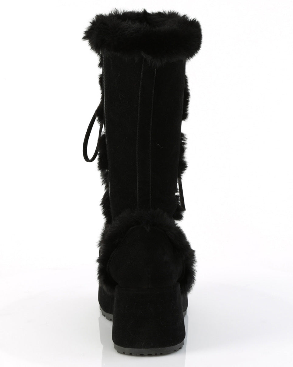 Demonia Black Winter Solstice Faux Fur Boots Rave Wonderland